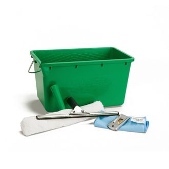 Unger Pro Juego Completo 5 En 1 (incluye Lavadora, Limpiacristales, Pa&ntilde;o De Microfibra, Rascador De Seguridad, Cubo De 18 L, Para Limpieza Profesional De Cr