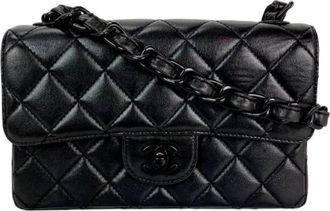 Chanel Tweedehands leren handtassen - Dames - Vintage Schoudertas - Zwart - ONE Size - Tweed - Vintage