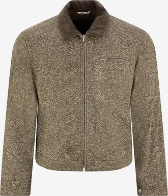 Auralee Kurze Tweed-Jacke mit Hemdkragen