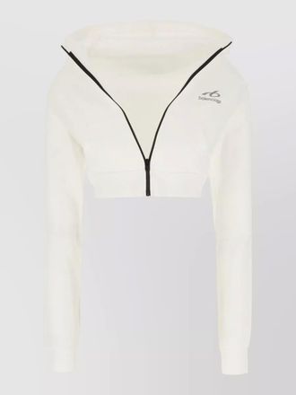 Balenciaga cropped cotton hooded sweatshirt long sleeves