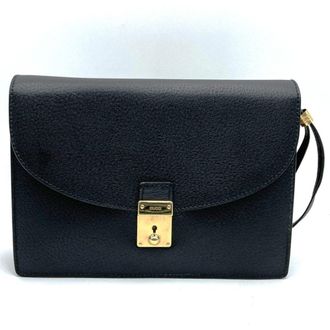 Gucci Black Leather Clutch Bag Pouch (Pre-Owned)