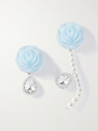 Magda Butrym Orecchini In Metallo Argentato E Resina Con Perle Sintetiche E Cristalli - Argento