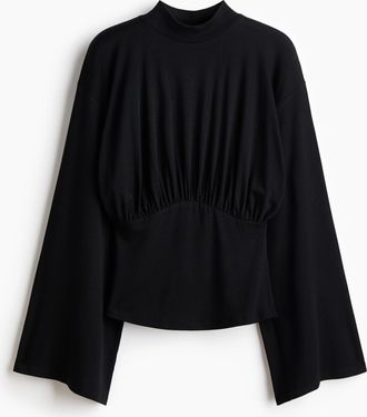 H&M Jerseyshirt mit Drapierung - Schwarz