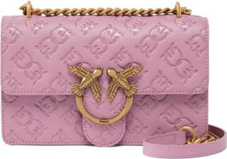 Pinko Elegante Leren Schoudertas Viola - Dames - Schoudertassen - Roze - ONE Size - Leer - Tassen
