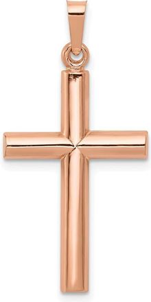 Diamond2Deal 14K Rose Gold Brushed and Polished Hollow Cross Pendant
