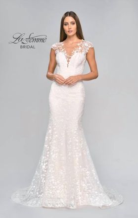 La Femme Nicole Dress In Ivory/latte/blush