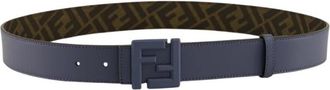 Fendi FF Squared Reversible Belt - Heren - Riemen - Blauw - 100 CM - Katoen - Accessoires