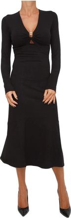 Twinset Zwarte jurk met viscosemix - Dames - Casual kleedjes - Zwart - S - Polyester - Kleedjes