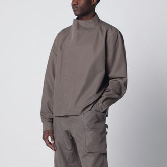 Rick Owens Dust-colored asymmetrical cotton-blend shirt