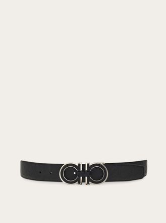 Ferragamo Men Reversible and adjustable Gancini belt Black