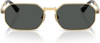 Versace 54mm Rectangular Sunglasses in Gold /Dark Grey at Nordstrom