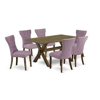 East West Furniture 7-Piece Kitchen Table Set - 6 Parson Chairs and Dinette Table Solid Wood Structure