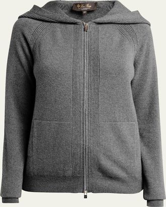 Loro Piana Merano Cashmere Zip-Front Hoodie Sweater