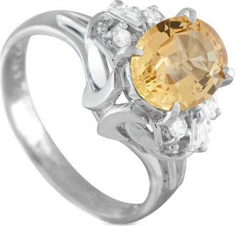 Luxury Bazaar platinum diamond and topaz ring - women - Platinum/Diamond/Topaz - One Size - Silver