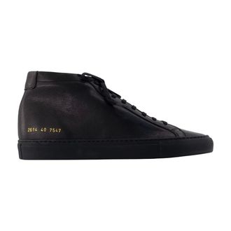 Common Projects Achilles Mid Premium Sneakers - Heren - Schoenen - Zwart - Maat: 40 EU Leer
