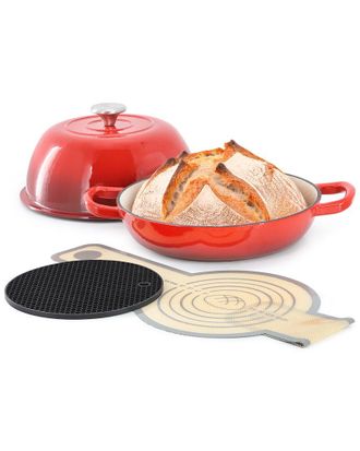 MegaChef 6Qt Enameled Cast Iron Bread Pot With Baking Mat