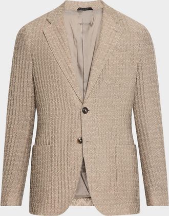 Giorgio Armani Men & apos;s Cashmere-Silk Deconstructed Chevron Blazer