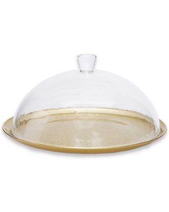 Alice Pazkus 12In Gold Cake Plate With Glass Dome