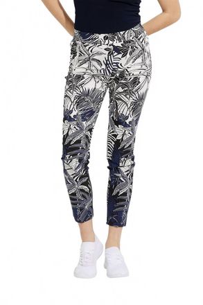 Joseph Ribkoff Tropical Print Slim Fit Pants In Vanilla/multi
