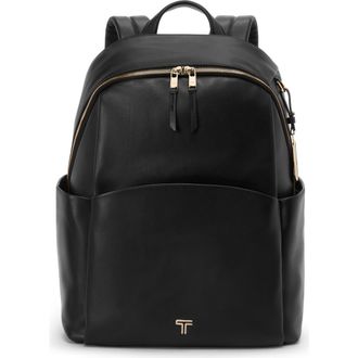 Tumi Raina Large Leather Backpack in Black/Light Gold at Nordstrom