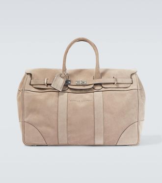 Brunello Cucinelli Borsa da viaggio in suede con logo