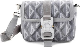 Dior Hit the Road Flap CD Diamond Coated Canvas and Leather Mini crossbody bag - Grijs
