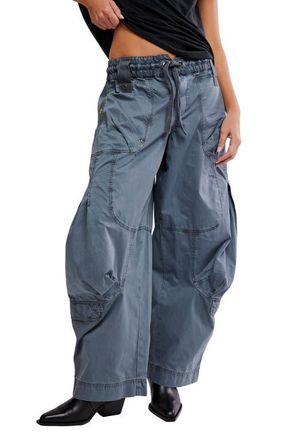 Free People Onset Cotton Twill Parachute Pants in Steel at Nordstrom, Size X-Small