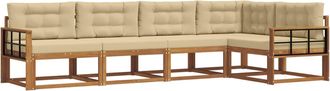 vidaXL Conjunto De Sof&aacute;s De Exterior 5 Uds. Natural Y Beige Vidaxl