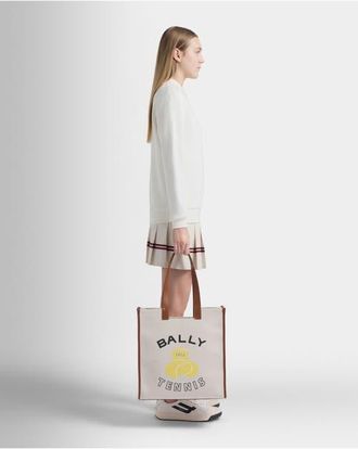 Bally Tennis Collection Tote Bag in Cotton Canvas in White at Nordstrom