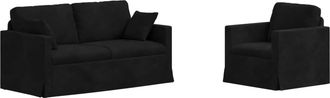 vidaXL Juego De Sof&aacute; 2 Uds. Negro Terciopelo Vidaxl