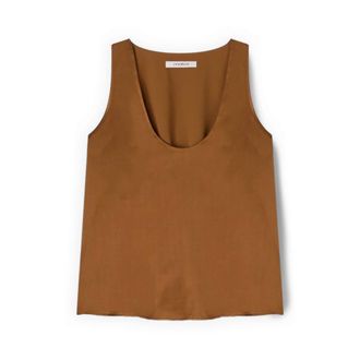 Motivi Tops, Dames, Bruin, 2Xs, Satijn, Sleeveless Tops