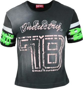 Diesel T-shirt - Dames - T-shirts - Grijs - L - Katoen - Tops