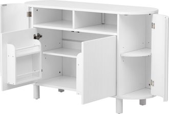 STILVORA Aparador Con 2 Puertas, 1 Nicho Abierto, Estantes Ajustables Y Patas Regulables Para Recibidor En Mdf, Blanco, 120&times;38&times;77 Cm