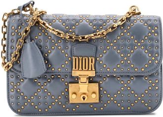 Dior Borsa a spalla Dioraddict media in pelle di agnello trapuntata con motivo Cannage - Blu