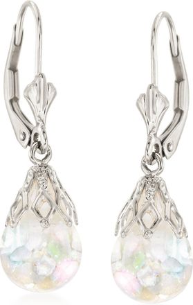 Ross-Simons Floating Opal Drop Earrings in 14kt White Gold