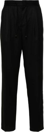 Brunello Cucinelli Pleated Tapered Leg Broeken - Heren - Straight fit broeken - Zwart - 2XL - Wol - Broeken