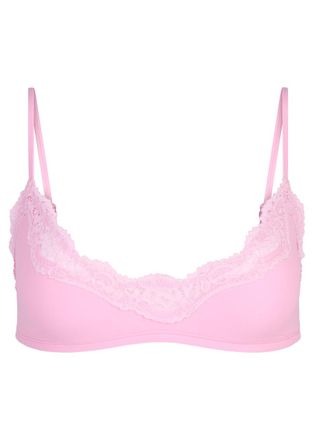 SKIMS Lace-trimmed Stretch-jersey Bralette - Pink - L (UK16-18)