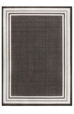 Jonathan Y Designs James Modern Border Stripe Indoor/Outdoor Area Rug in Black/cream at Nordstrom, Size 5Ft 0In X 8Ft 0In