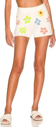 Something Navy Cashmere Blend Floral Sweater Shorts In Cream Multi