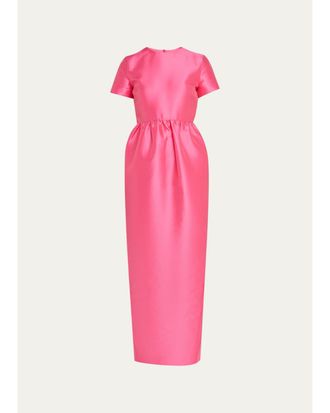Bernadette Lexi Floral Satin Empire-Waist Column Maxi Dress