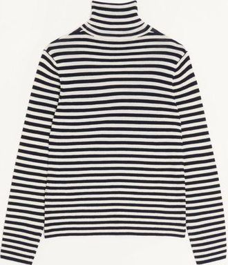 Valentino Maglione Collo Alto Valentino In Lana Con Patch Vlogo Uomo AVORIO/NAVY XXL