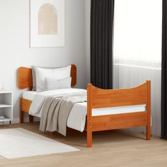 vidaXL Vidaxl - Estructura De Cama Sin Colch&oacute;n Madera Maciza Marr&oacute;n 90x190 Cm