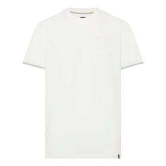 Boggi Milano Tops, Heren, Wit, XL, Katoen, T-shirt van katoenmix