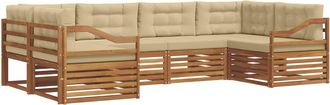 vidaXL Conjunto De Sof&aacute;s De Exterior 6 Uds. Natural Y Beige Vidaxl