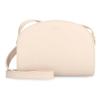 A.P.C. Cross Body Bags, female, Beige, Size: ONE SIZE Demi-Lune Mini Leather Crossbody Bag