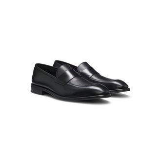 BOSS Leather loafers with plain penny trim