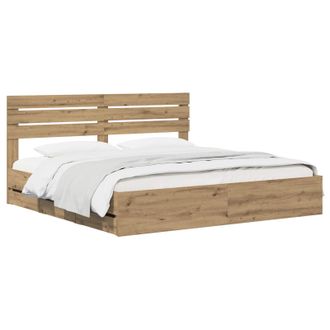 vidaXL Bed Frame With Storage And Headboard Artisan Oak 180 X 200 Cm Vidaxl