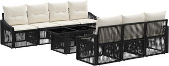 vidaXL Conjunto De Sof&aacute;s De Jard&iacute;n 8 Uds. Negro Y Blanco Crema Vidaxl