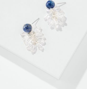 Talbots Crystal Droplets Stone Earrings - Indigo Blue/Shiny Silver - 001 Talbots