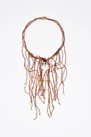 Bimba & Lola Beaded Mother-Of-Pearl Tassel Necklace in Garnet at Nordstrom